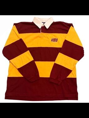 Y2K UMD Bulldogs Rugby Shirt XL Maroon Gold Pro Player Vintage LS
